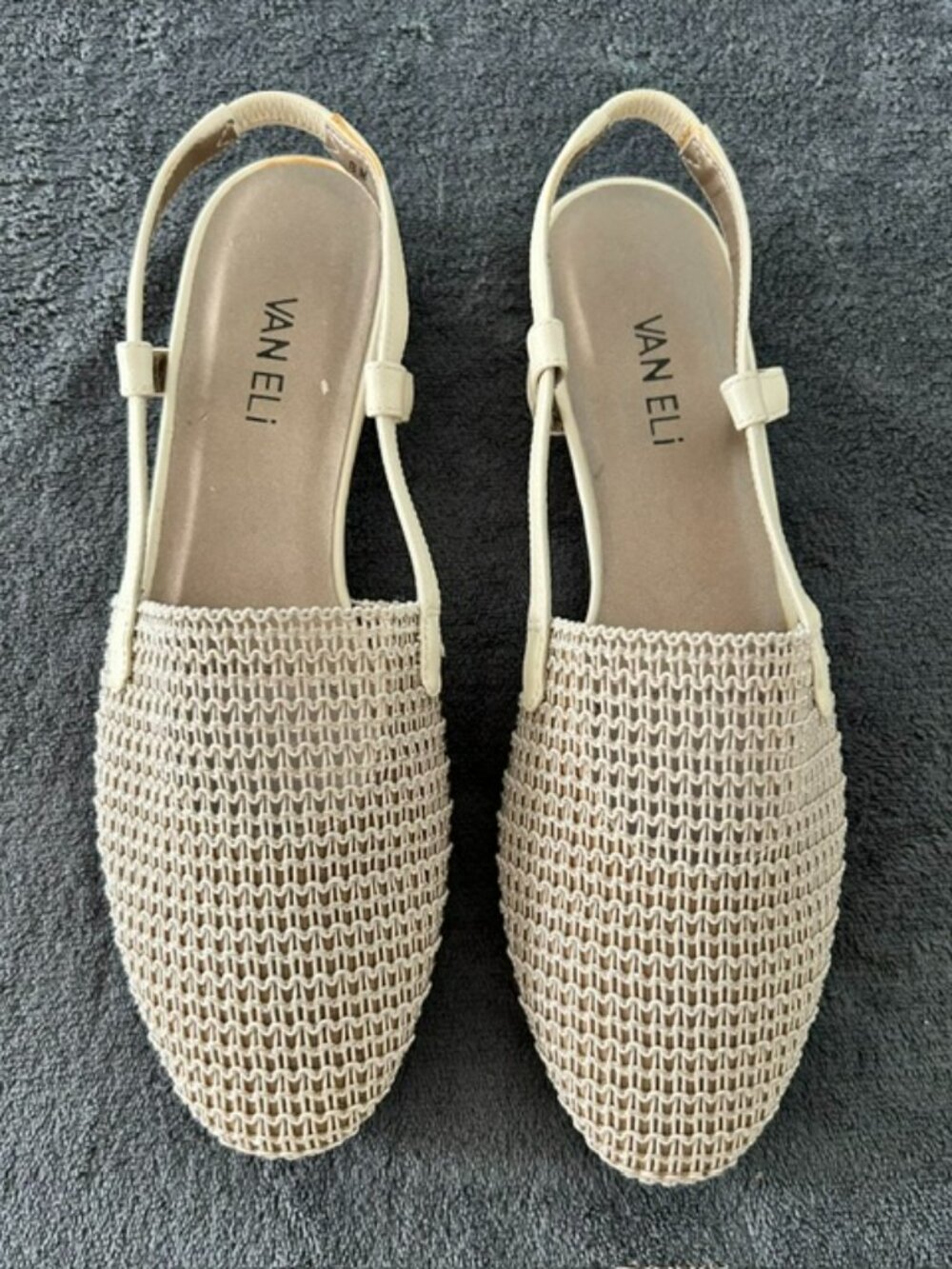 Women's Vaneli Janet Beige Fabric Slingback Shoes, Size 8M